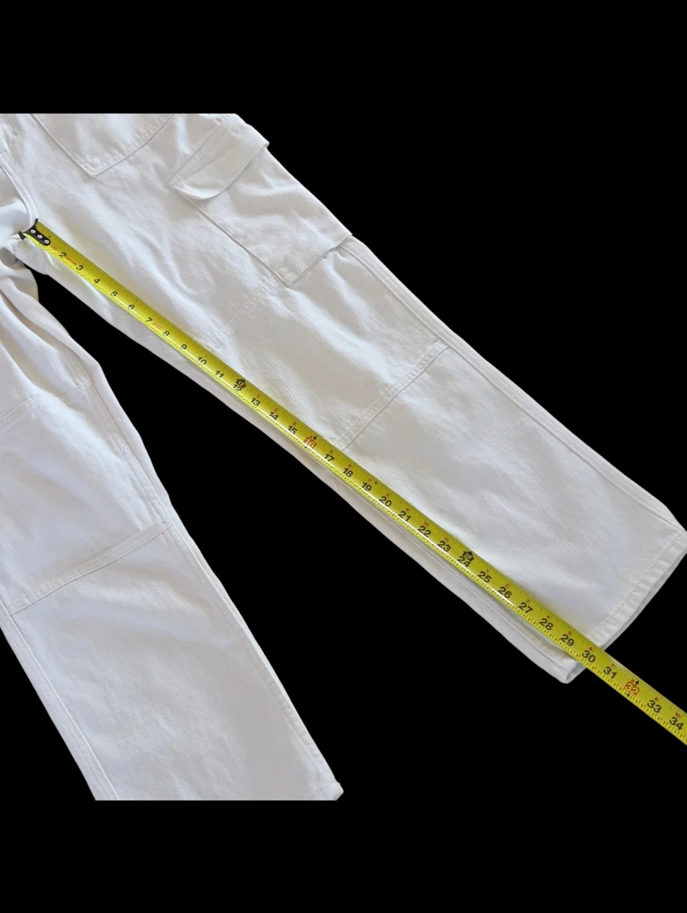 Pacsun Cargo Skate Pants 28 High Waist Off White Rigid Denim Fabric Utility Loop
